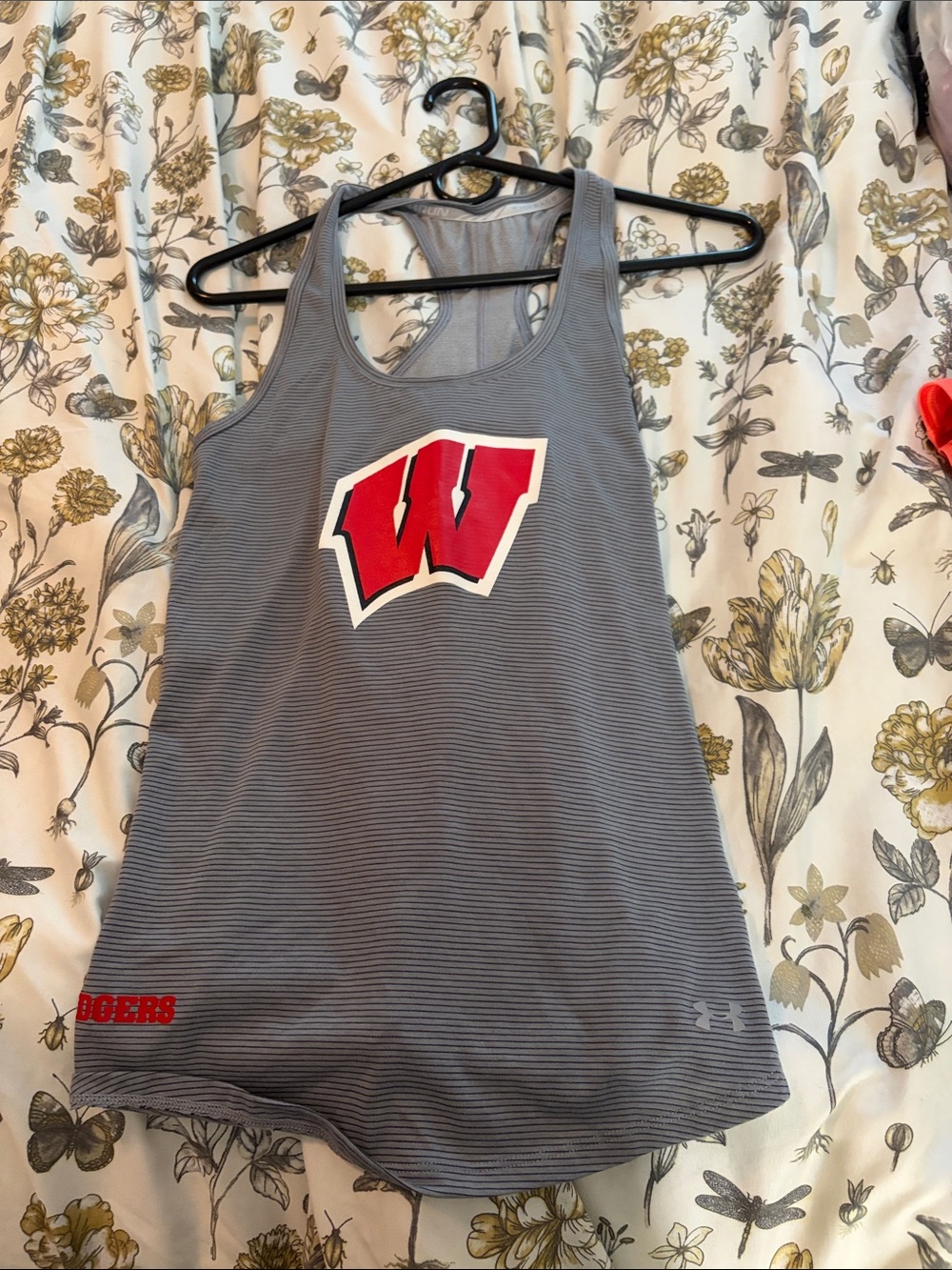 Under Armour Gray Racerback Tank with Red 'W' Logo